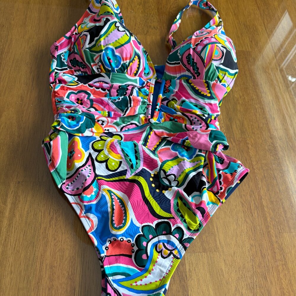 Anne Cole Multi-Colored One Piece Swim Suit  sz 10